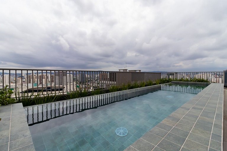 Studios Novíssimos com Piscina no Rooftop e vista para o All