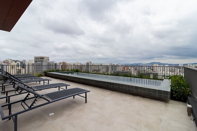 Studios Novíssimos com Piscina no Rooftop e vista para o All