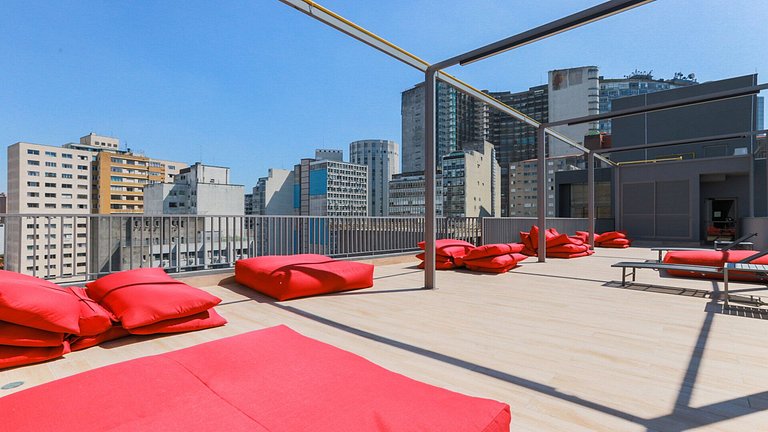 Studios modernos na Consolação, perto da Avenida Paulista.