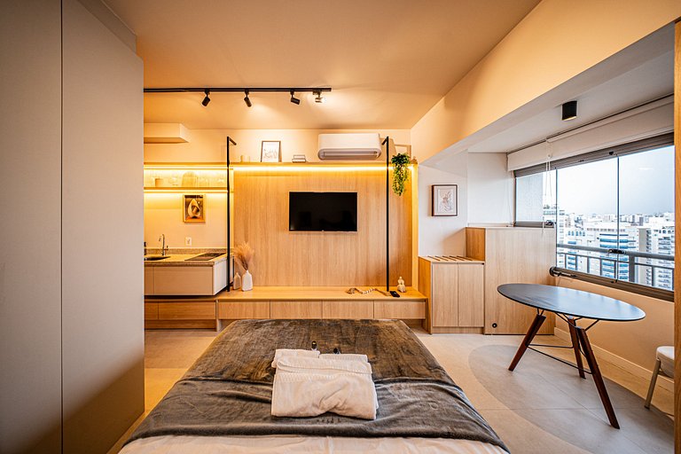 Studio de alto padrão no 26º andar em Moema