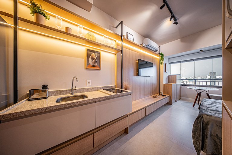 Studio de alto padrão no 26º andar em Moema